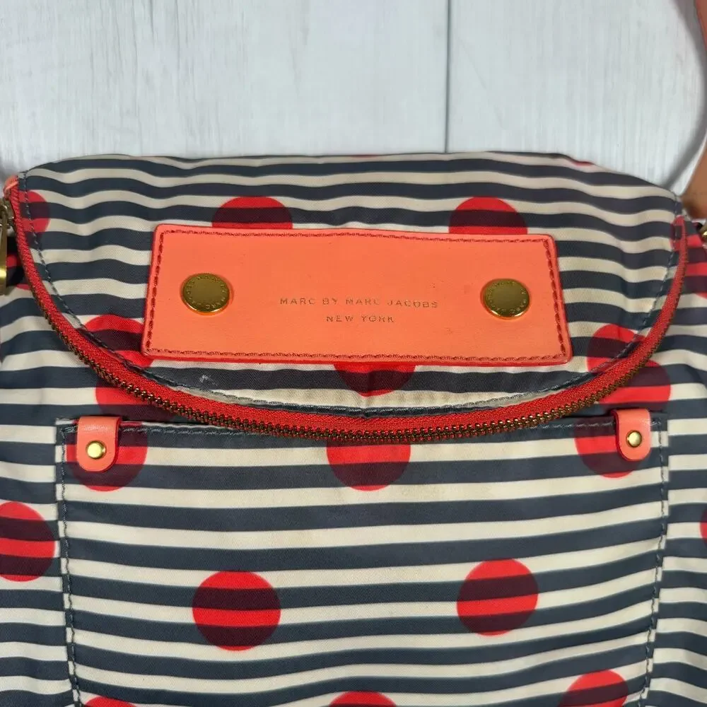 Marc By Marc Jacobs Nylon Striped Natasha Polka Dot Crossed Body Bag